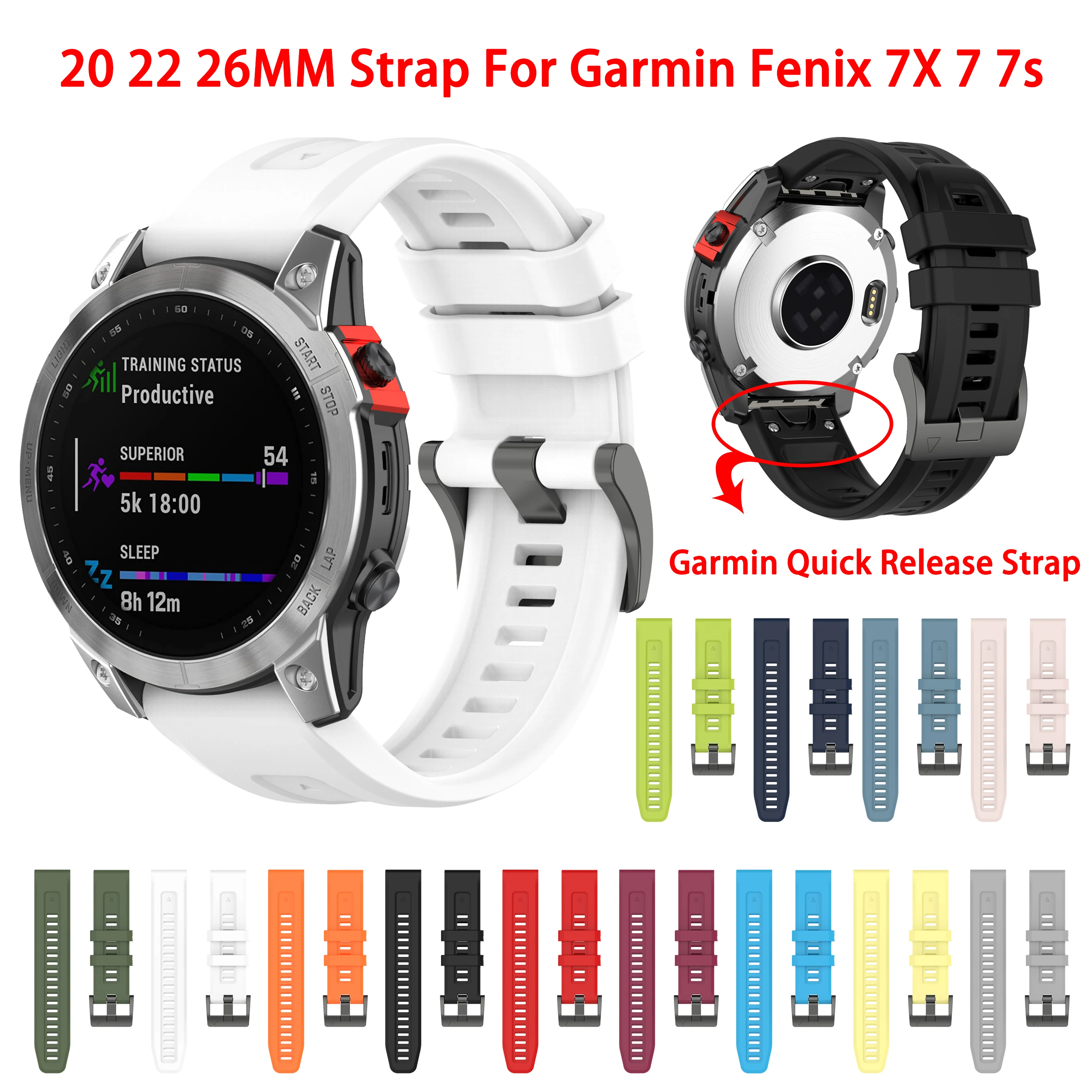 26 22 20MM Silicone Watch Band Straps For Garmin Fenix 7X 7 7s 5 5X Plu Easyfit Wristband Fenix 6X 6 Pro 6s Smart watch Bracelet
26 22 20MM Silicone Watch Band Straps For Garmin Fenix 7X 7 7s 5 5X Plu Easyfit Wristband Fenix 6X 6 Pro 6s Smart watch Bracelet