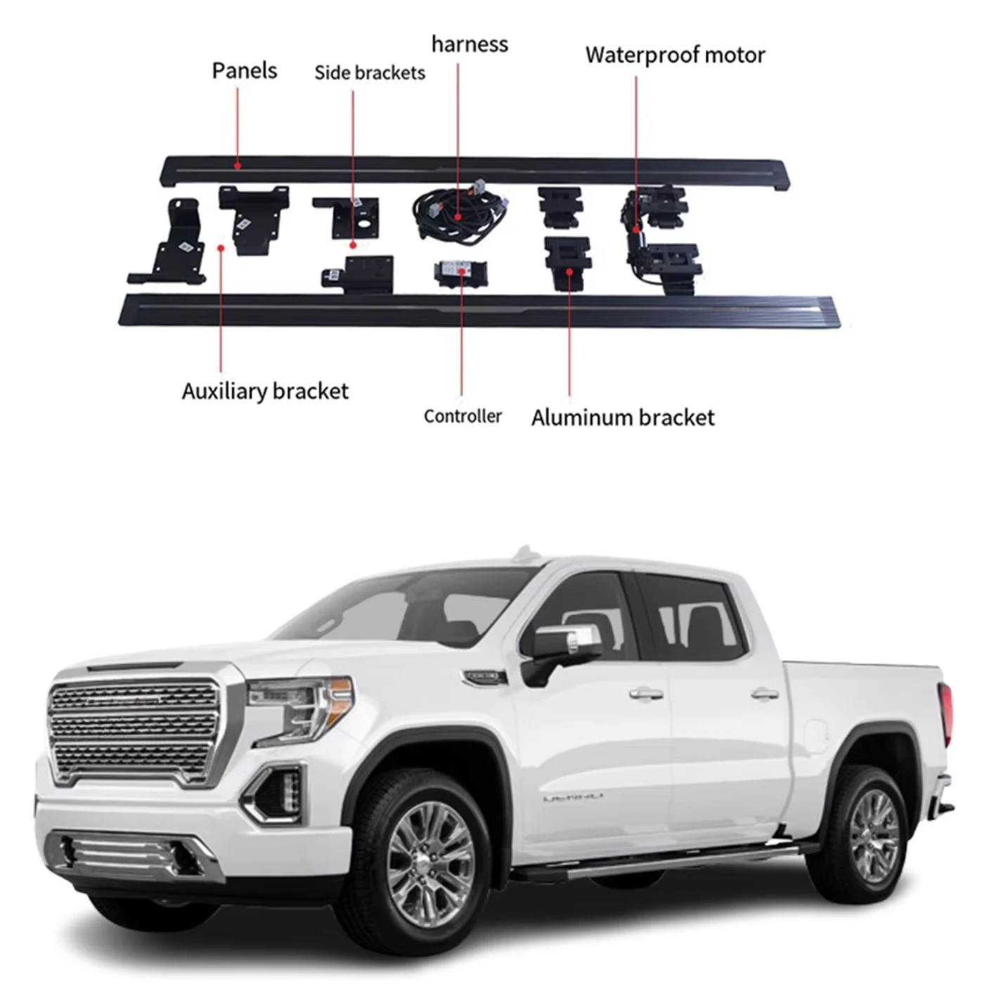 2014-2020 (Sierra 1500) Automatic Foot Step Electric Sliding Steps Pedal Side Step Running Board Power Footrest 
2014-2020 (Sierra 1500) Automatic Foot Step Electric Sliding Steps Pedal Side Step Running Board Power Footrest