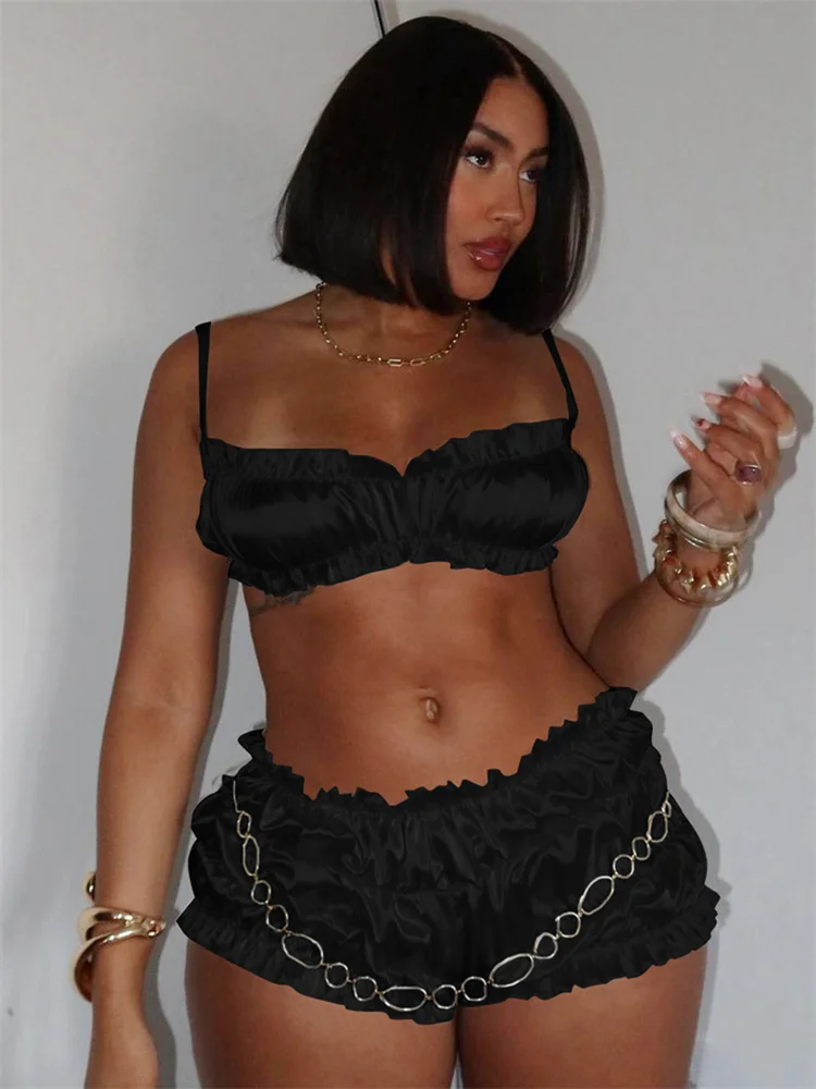 InGrily Sexy Vacation Beach 2 Piece Set Woemn Summer Trend Ruffles Skinny Camisole+Ruched Shorts Fashion Trend Elegant Outfits
InGrily Sexy Vacation Beach 2 Piece Set Woemn Summer Trend Ruffles Skinny Camisole+Ruched Shorts Fashion Trend Elegant Outfits