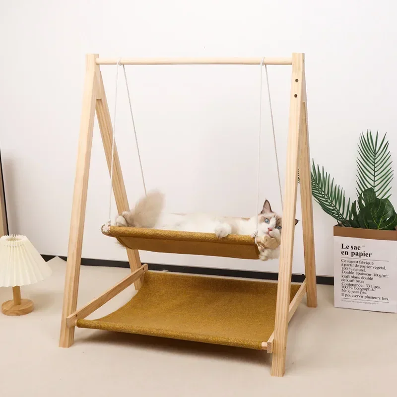 Wooden Cat Hammock Washable Double-layer Cat Hanging Bed Cool Cat Bed in Summer Strong Load-bearing Capacity,Safe To Play
Wooden Cat Hammock Washable Double-layer Cat Hanging Bed Cool Cat Bed in Summer Strong Load-bearing Capacity,Safe To Play