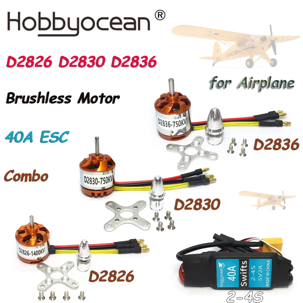 D2826 D2830 D2836 Outrunner Brushless Motor w/ 40A ESC 2-4S for RC Mini Multicopters Plane Fixed-wing Aircraft Airplane RC Model
D2826 D2830 D2836 Outrunner Brushless Motor w/ 40A ESC 2-4S for RC Mini Multicopters Plane Fixed-wing Aircraft Airplane RC Model