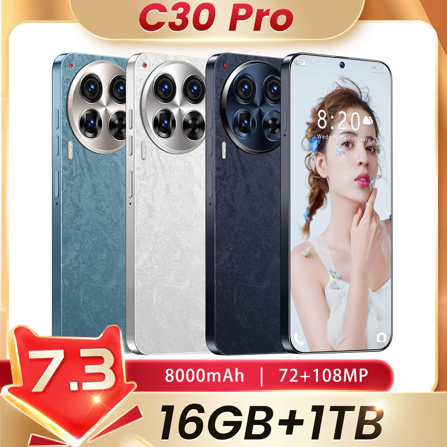 New C30 Pro 7.3HD Cellphone Global Version 4G 5G Original 48+108MP Smartphone Dual SIM Android13 Cell Phone 6800mAh Mobile Phone
New C30 Pro 7.3HD Cellphone Global Version 4G 5G Original 48+108MP Smartphone Dual SIM Android13 Cell Phone 6800mAh Mobile Phone
