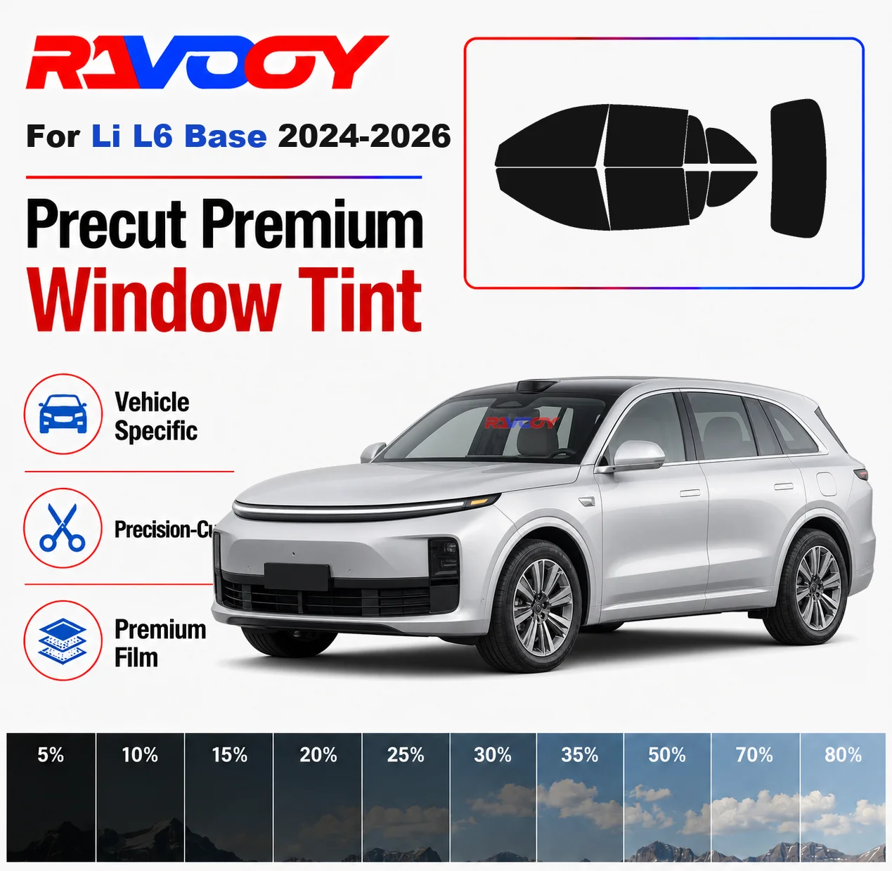 Premium Precut Window Tint Kit Front Windows Rear Windows Rear Windshield For Li L6 Base 2024-2026 Car Solar Nano Ceramic Film
Premium Precut Window Tint Kit Front Windows Rear Windows Rear Windshield For Li L6 Base 2024-2026 Car Solar Nano Ceramic Film