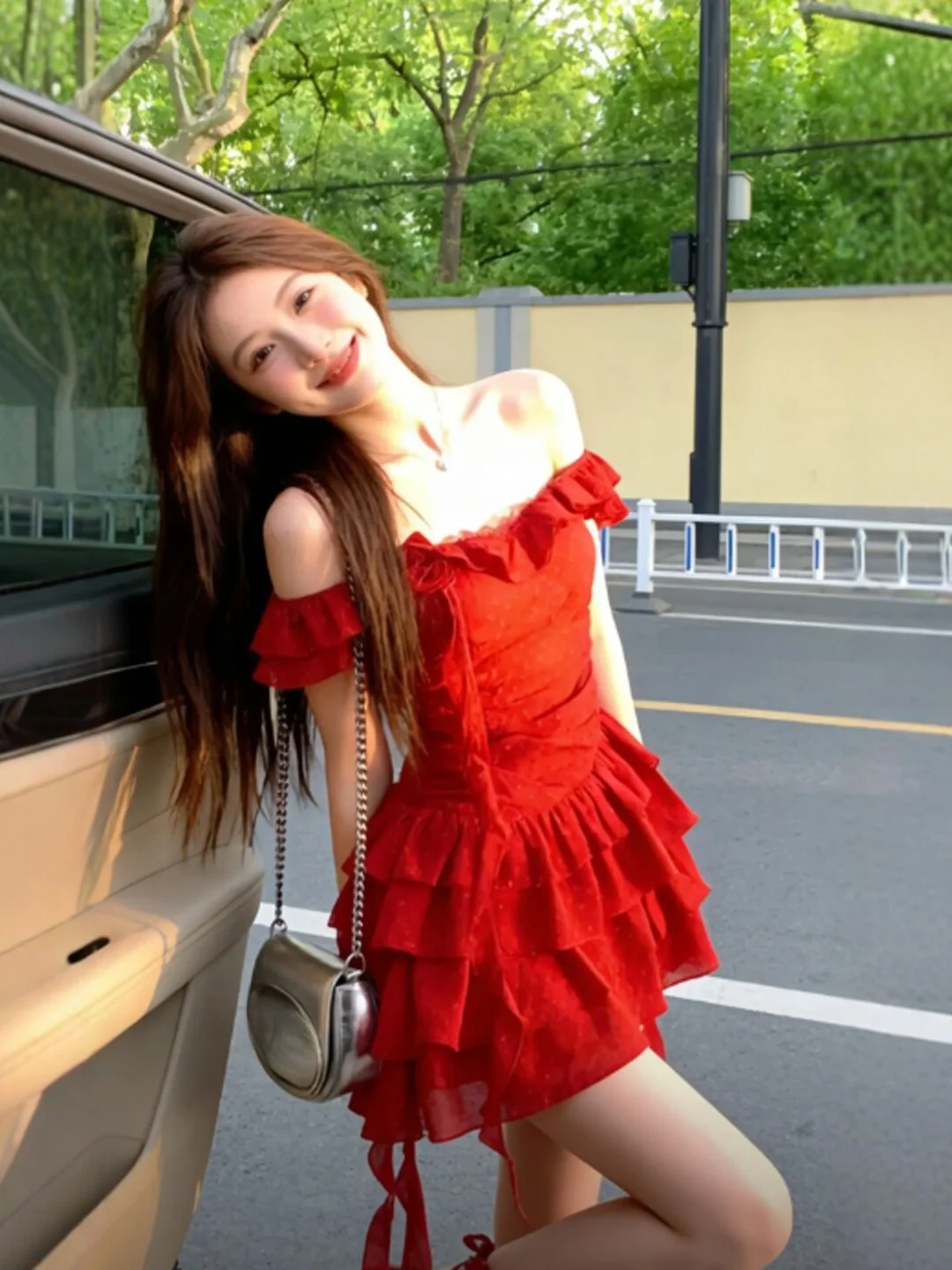 Summer Red One-Shoulder Dress Gentle Atmosphere Beautiful Unique Skirt Cotton Soft Medium Stretch Floral Embellished Wai...
Summer Red One-Shoulder Dress Gentle Atmosphere Beautiful Unique Skirt Cotton Soft Medium Stretch Floral Embellished Wai...