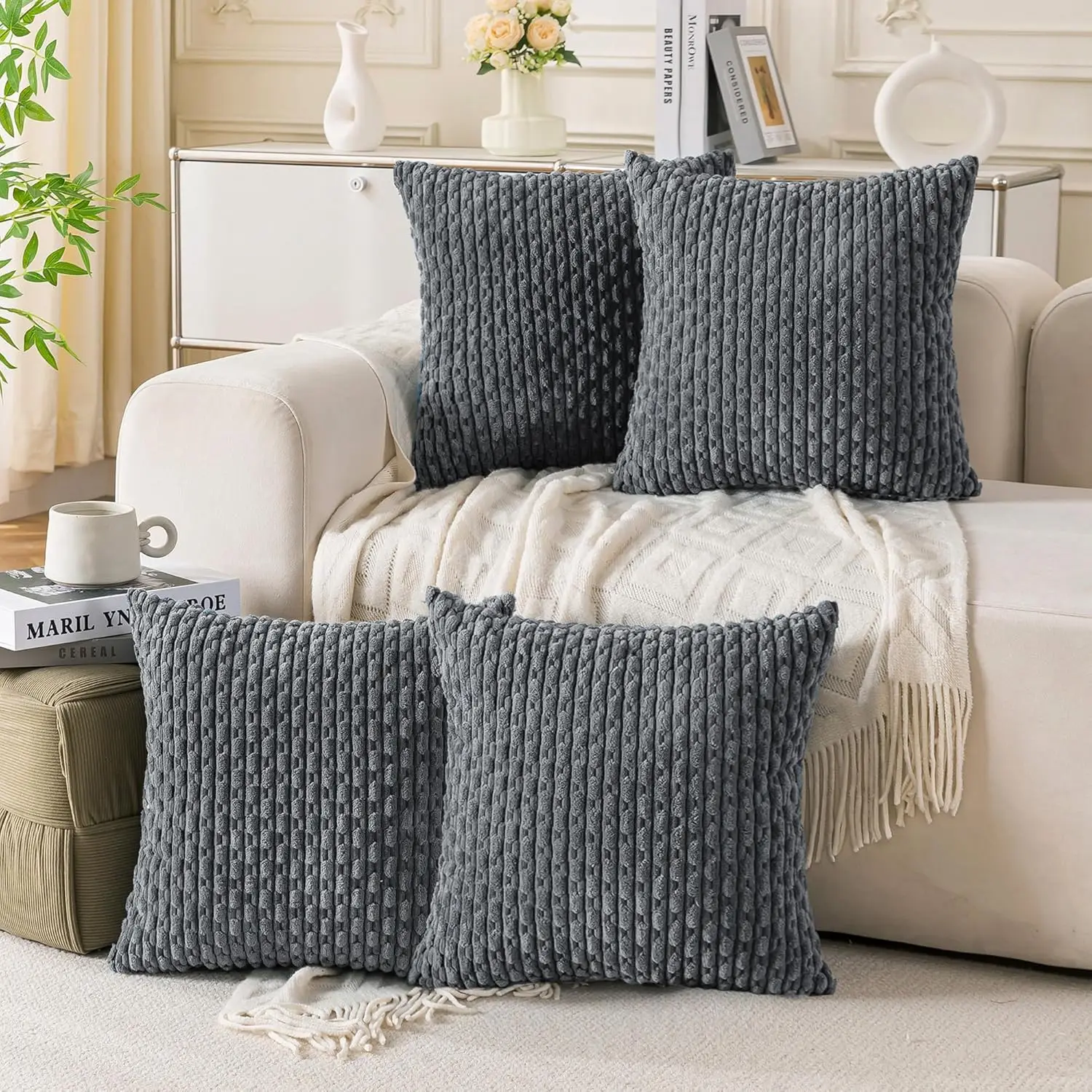Set Of 4 Medium Grey Decorative Throw Pillow Covers 20X20 H Corduroy Pillow Covers For Bed Couch Sofa Living Room Soft Square
Set Of 4 Medium Grey Decorative Throw Pillow Covers 20X20 H Corduroy Pillow Covers For Bed Couch Sofa Living Room Soft Square