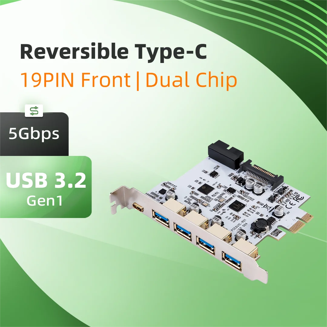 USB 3.2 Gen1 Type-C Front Panel Adapter Card 19PIN Header Dual Chip 5Gbps Transmission Plug Desktop Internal Converter
USB 3.2 Gen1 Type-C Front Panel Adapter Card 19PIN Header Dual Chip 5Gbps Transmission Plug Desktop Internal Converter