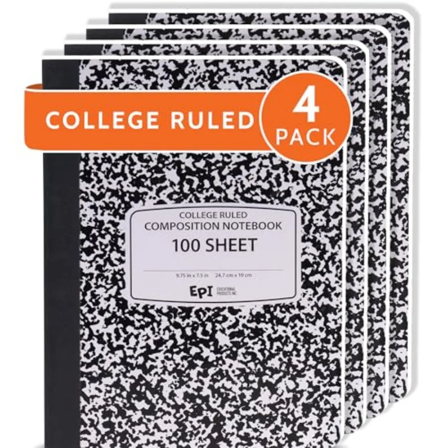 4 Pack - Composition Notebook Black - 200 Pages 100 Sheets,9-3/4 x 7-½ - Classroom Back to School Supplies, Heavy Duty, Durable
4 Pack - Composition Notebook Black - 200 Pages 100 Sheets,9-3/4 x 7-½ - Classroom Back to School Supplies, Heavy Duty, Durable