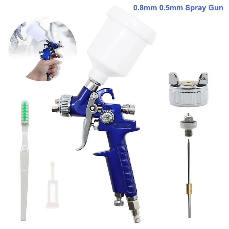 Professional Mini Pneumatic Spray Gun H-2000A, 0.8/0.5mm Nozzle, 125ml, Ideal for Car Painting Repair Projects.
Professional Mini Pneumatic Spray Gun H-2000A, 0.8/0.5mm Nozzle, 125ml, Ideal for Car Painting Repair Projects.