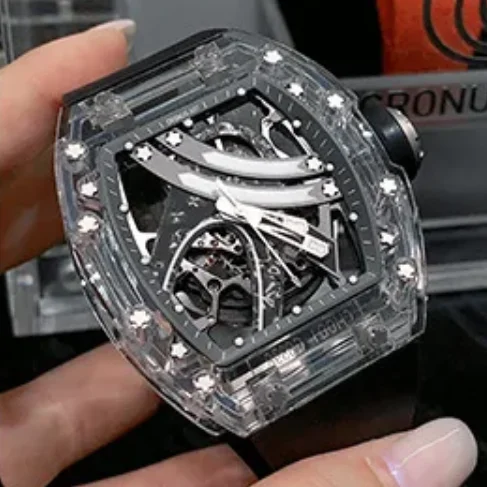 CRONUSART Men Automatic Watch 50mm Tonneau Mechanical Wristwatch Acrylic Case Luminous Sapphire Fluororubber Strap Rainbow Dial
CRONUSART Men Automatic Watch 50mm Tonneau Mechanical Wristwatch Acrylic Case Luminous Sapphire Fluororubber Strap Rainbow Dial