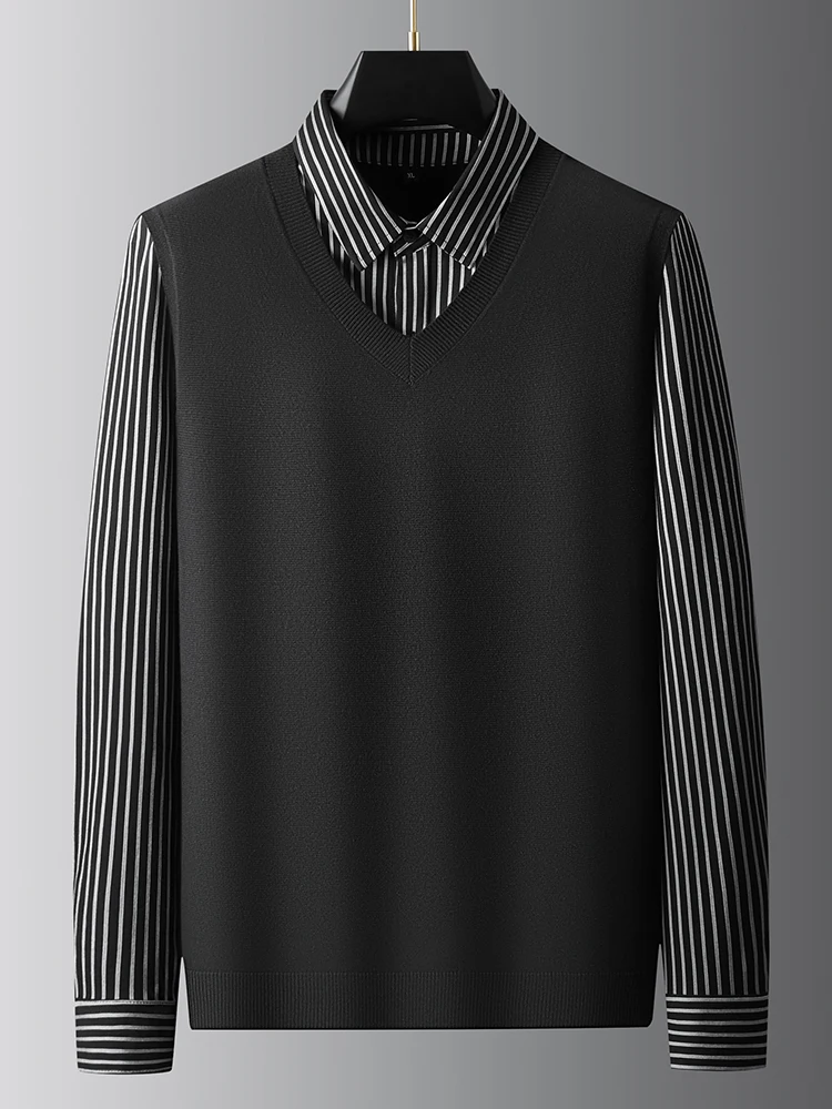 Осень-зима мужской свободный крой вязаный свитер искусственный двухсекционный повседневный длинный свек плюс размер большой человек в полоску Base irt
Осень-зима мужской свободный крой вязаный свитер искусственный двухсекционный повседневный длинный свек плюс размер большой человек в полоску Base irt