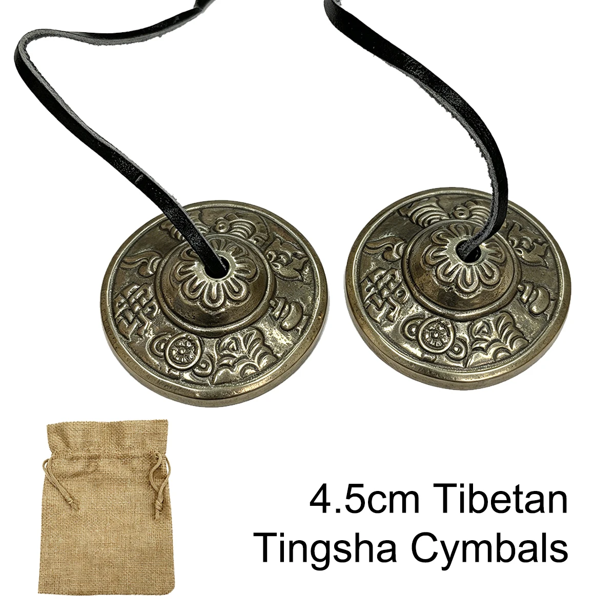 Miwayer 4.5cm Tibetan Tingsha Cymbals – White Copper, 88g Pair, Eight Treasures Pattern, with Small Jute Bag, for Healing & Pray
Miwayer 4.5cm Tibetan Tingsha Cymbals – White Copper, 88g Pair, Eight Treasures Pattern, with Small Jute Bag, for Healing & Pray
