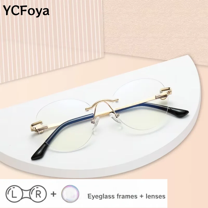 Очки YCFoya Ultralight Alloy Luxury без оправы, ретро, круглые, оптические, с диоптриями, простая оправа для женщин, модель 24009
Очки YCFoya Ultralight Alloy Luxury без оправы, ретро, круглые, оптические, с диоптриями, простая оправа для женщин, модель 24009
