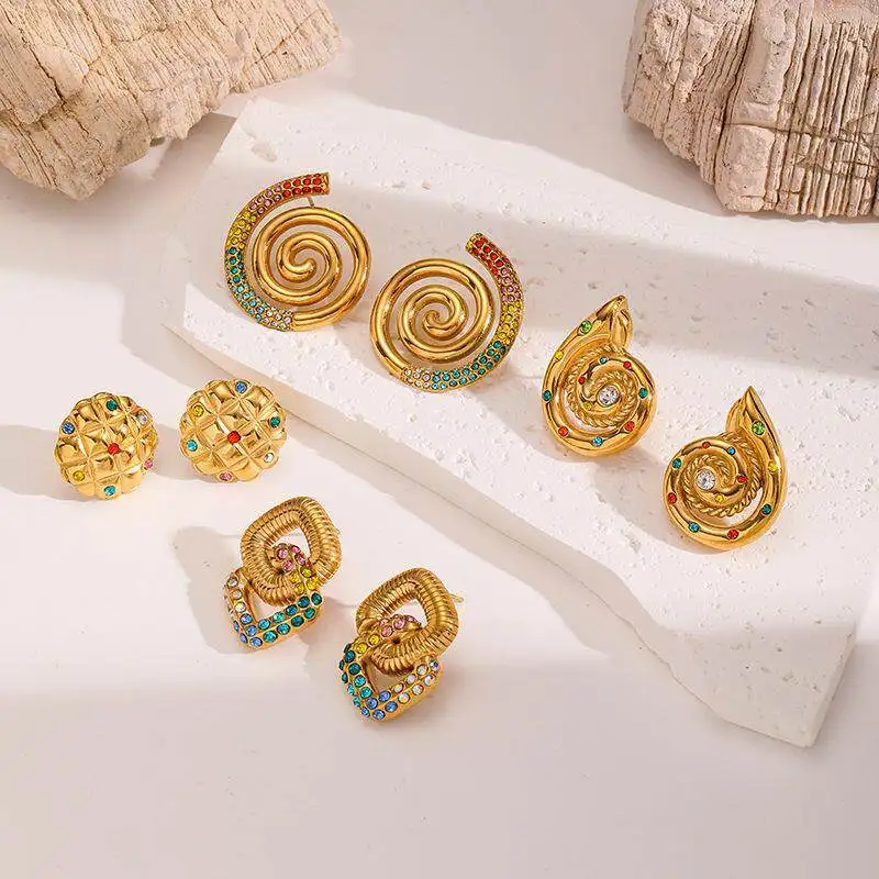 Geometric Stainless Steel Earrings with Diamond Embeddings Women's Sensation Mosquito Coil Dish Stud Earrings
Geometric Stainless Steel Earrings with Diamond Embeddings Women's Sensation Mosquito Coil Dish Stud Earrings