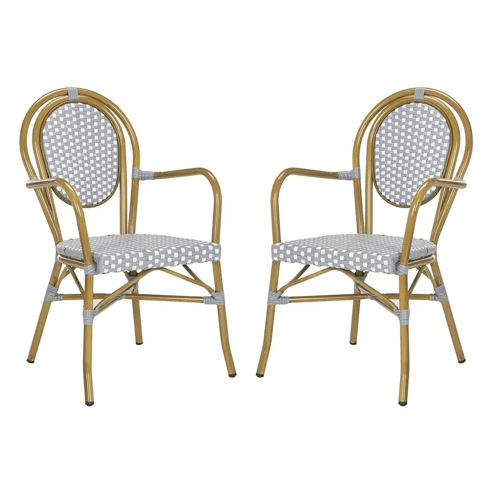 Outdoor Rosen Bistro Arm Chair Set of 2 Grey amp White Faux Wicker amp Aluminum Frame French Bistro Curved Design Ideal for Pat
Outdoor Rosen Bistro Arm Chair Set of 2 Grey amp White Faux Wicker amp Aluminum Frame French Bistro Curved Design Ideal for Pat