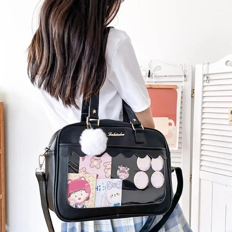 340D Ita Bag Shoulder Bags Women Girl Harajuku Japanese Transparent JK Large Capacity 
340D Ita Bag Shoulder Bags Women Girl Harajuku Japanese Transparent JK Large Capacity