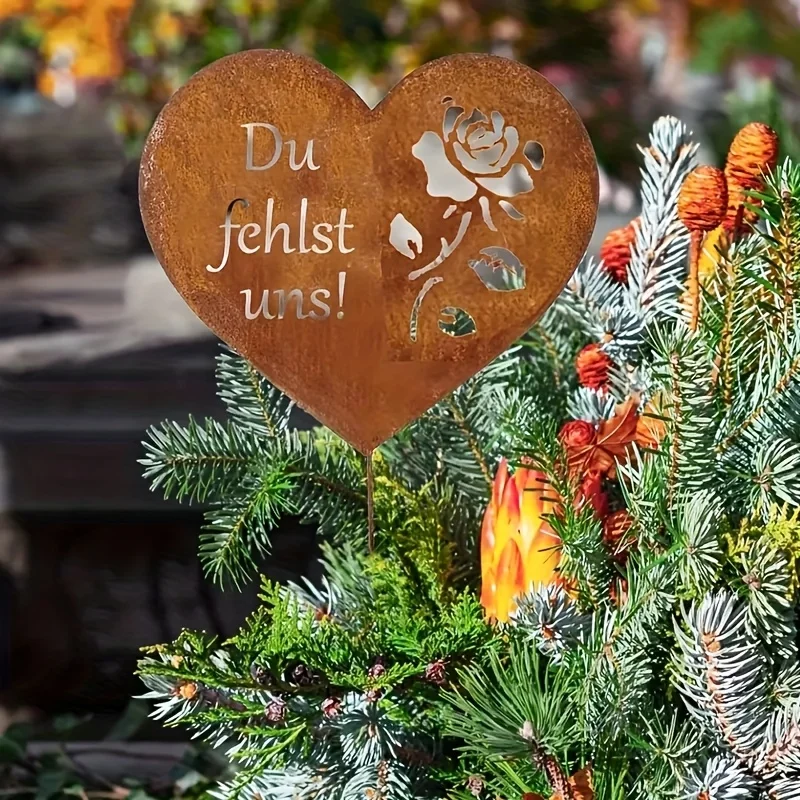 1pc of Rustic Heart-Shaped Tombstone Decoration with Roses - "We Miss You" - Weather-Resistant Metal
1pc of Rustic Heart-Shaped Tombstone Decoration with Roses - "We Miss You" - Weather-Resistant Metal