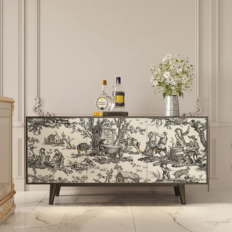 Dining cabinet living room solid wood French art simple shelf integrated wall wine cabinet household cupboard locker.
Dining cabinet living room solid wood French art simple shelf integrated wall wine cabinet household cupboard locker.