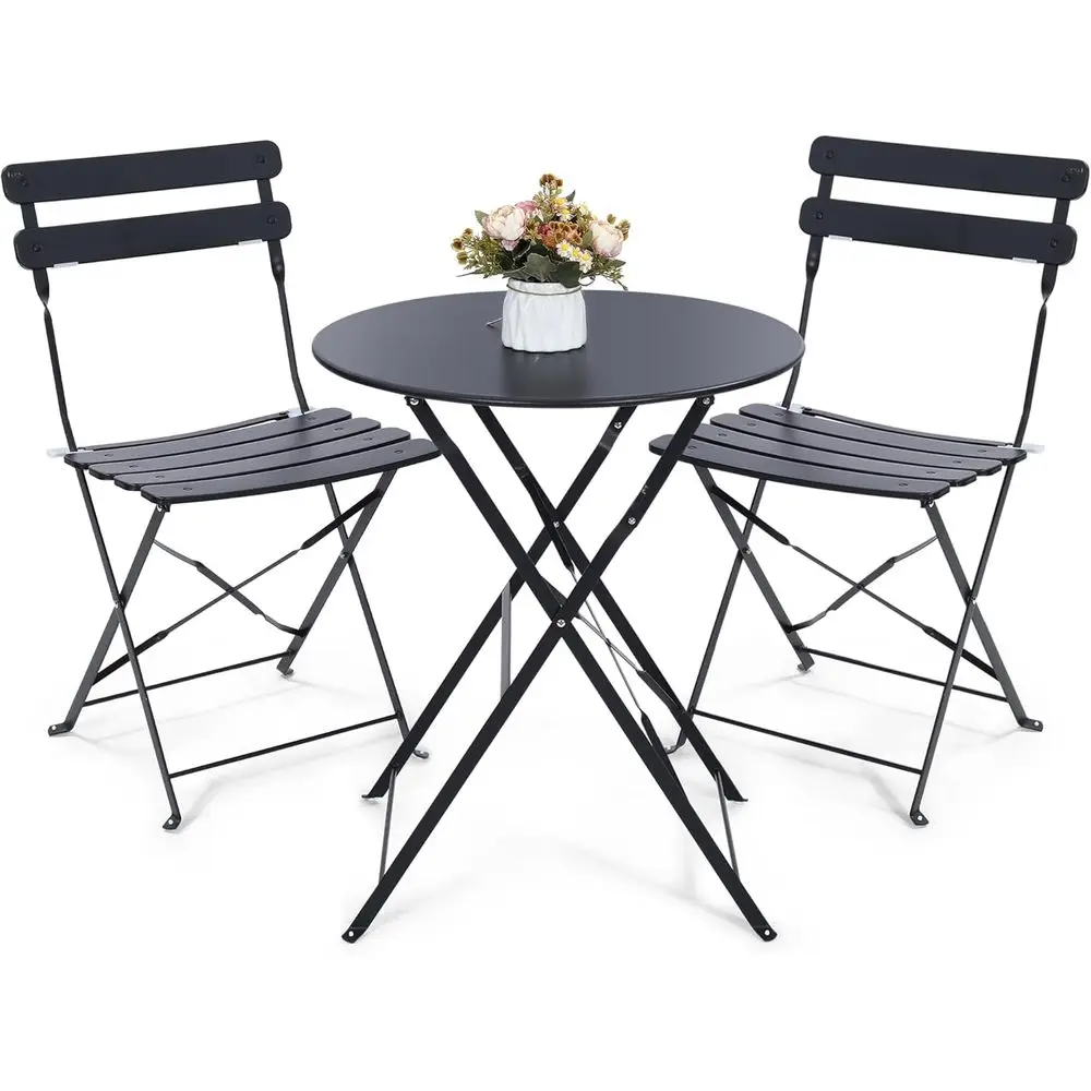 Space-Saving 3-Piece Outdoor Bistro Set with Table and 2 Chairs, Ideal for Balcony or Garden, Black
Space-Saving 3-Piece Outdoor Bistro Set with Table and 2 Chairs, Ideal for Balcony or Garden, Black