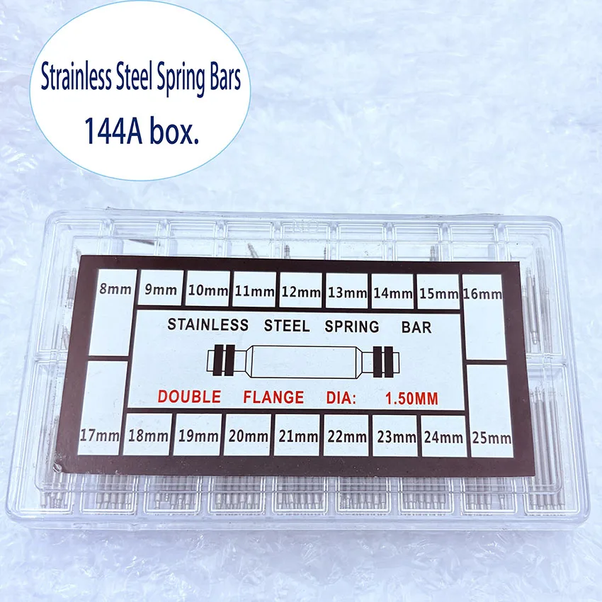 144pcs/set Dia 1.5mm Strainless Steel Spring Bars Length 8mm- 25mm Watchband Strap Metal Link Pin Watch Repair Tools Pin
144pcs/set Dia 1.5mm Strainless Steel Spring Bars Length 8mm- 25mm Watchband Strap Metal Link Pin Watch Repair Tools Pin