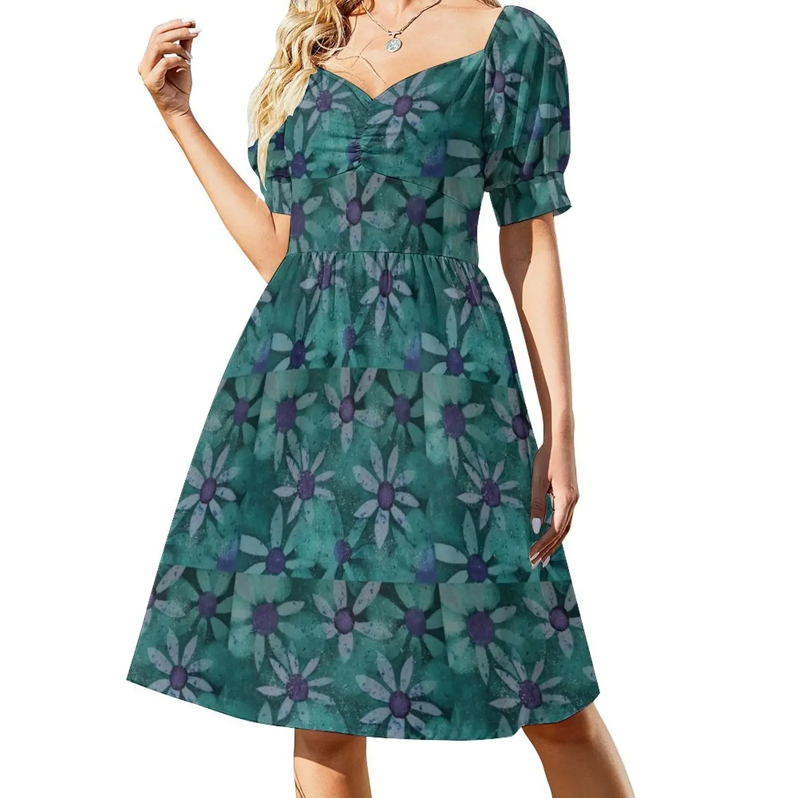 floating blue green flowers Short-Sleeved Dress dresses for official occasions Female dress
floating blue green flowers Short-Sleeved Dress dresses for official occasions Female dress