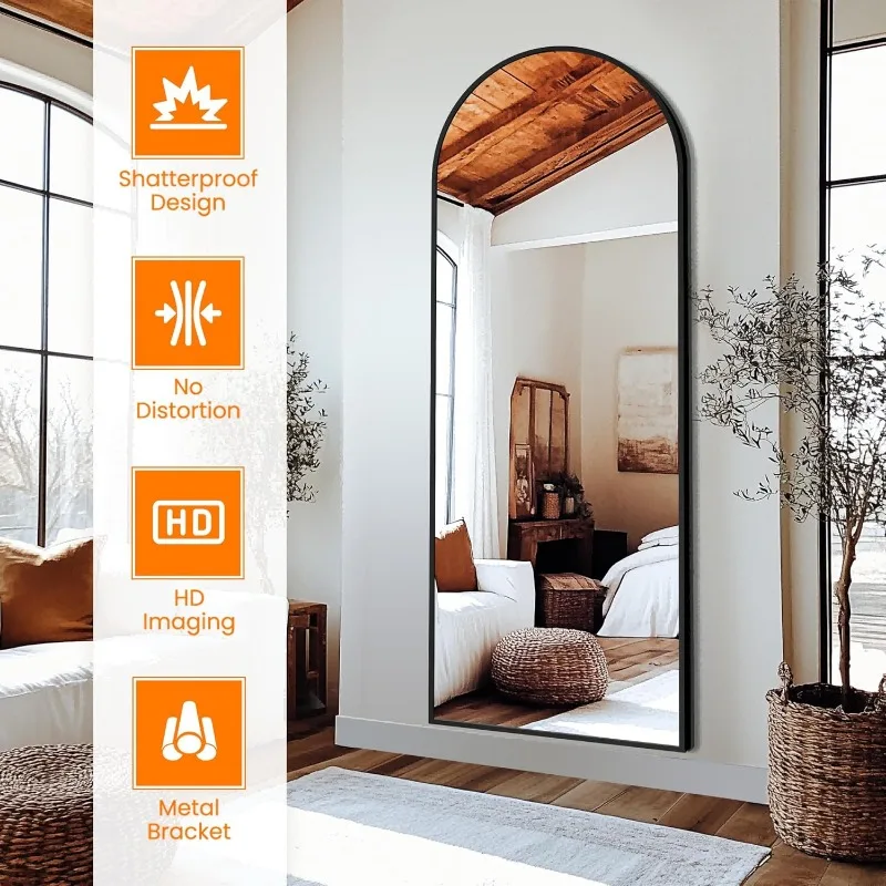 Arched Full Length Mirror, 56"x20" Gold Standing Body Mirror for Wall, with Aluminum Alloy Frame for Bedroom
Arched Full Length Mirror, 56"x20" Gold Standing Body Mirror for Wall, with Aluminum Alloy Frame for Bedroom