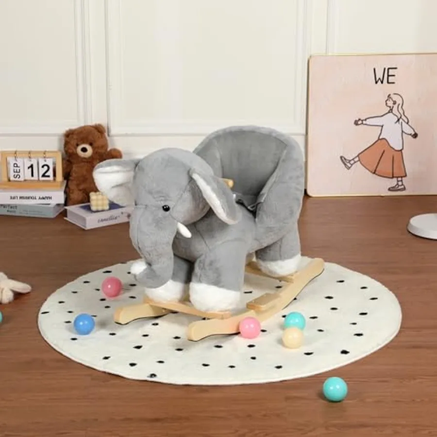 Elephant Rocking Horse with Lullaby, Hand Puppets and Safety Belt, Wooden Stuffed Animal Rocker for Ages 1-3, Boys and Girls, N
Elephant Rocking Horse with Lullaby, Hand Puppets and Safety Belt, Wooden Stuffed Animal Rocker for Ages 1-3, Boys and Girls, N
