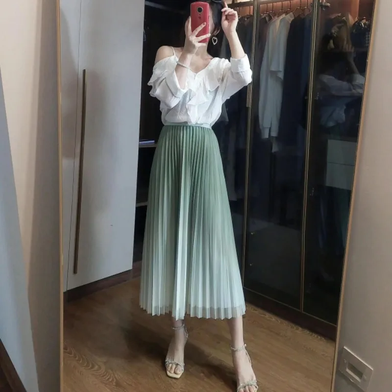 Spring and Summer Gradient Mesh Skirts Women's High Waist Pleated A Line Medium Long Skirt
Spring and Summer Gradient Mesh Skirts Women's High Waist Pleated A Line Medium Long Skirt