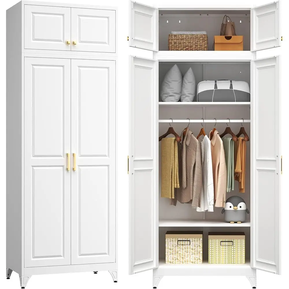 86 Tall White Metal Wardrobe Closet with Adjustable Shelves for Bedroom and Home Office Storage
86 Tall White Metal Wardrobe Closet with Adjustable Shelves for Bedroom and Home Office Storage