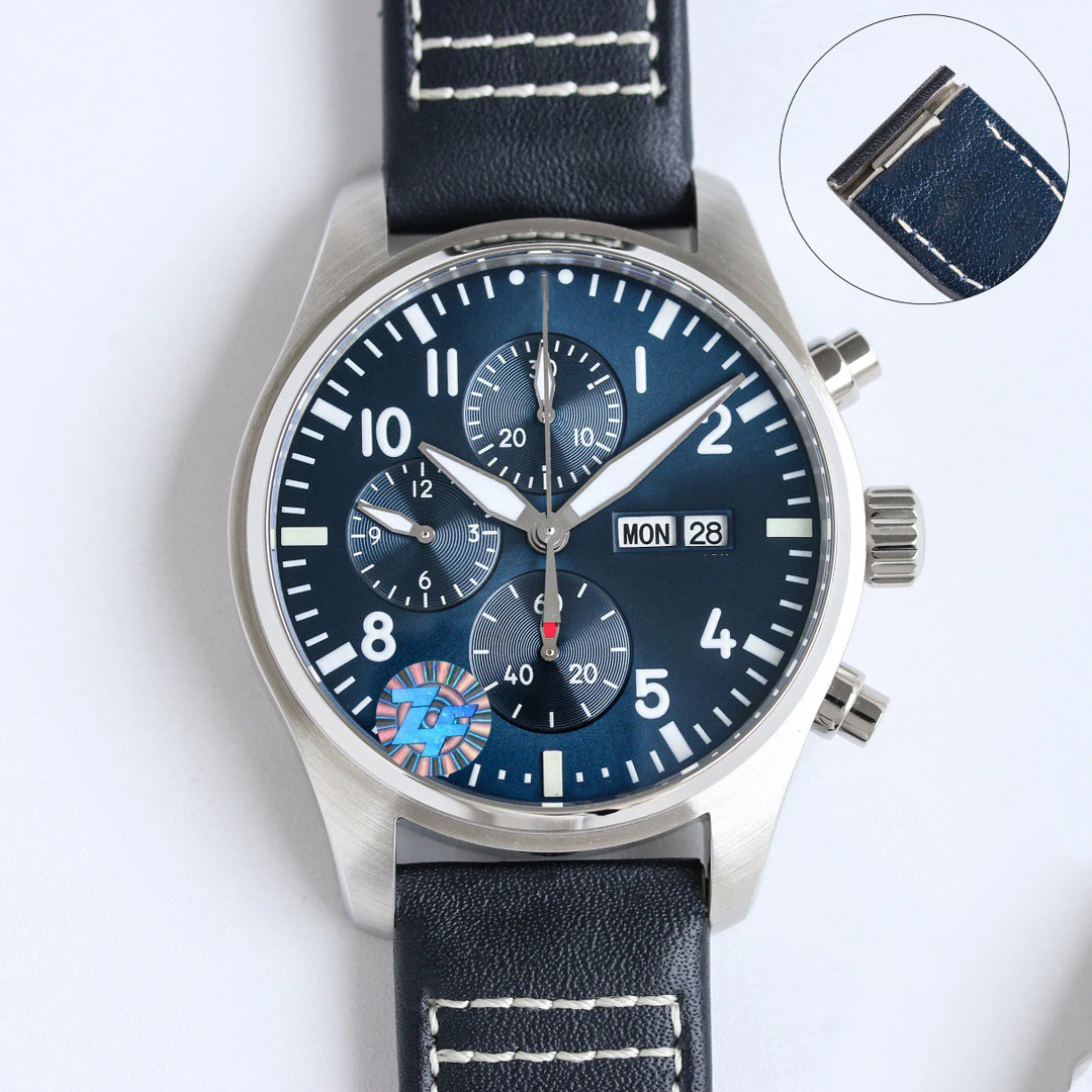 Customized watch,43mm, sapphire glass mirror, custom integrated movement, leather strap
Customized watch,43mm, sapphire glass mirror, custom integrated movement, leather strap