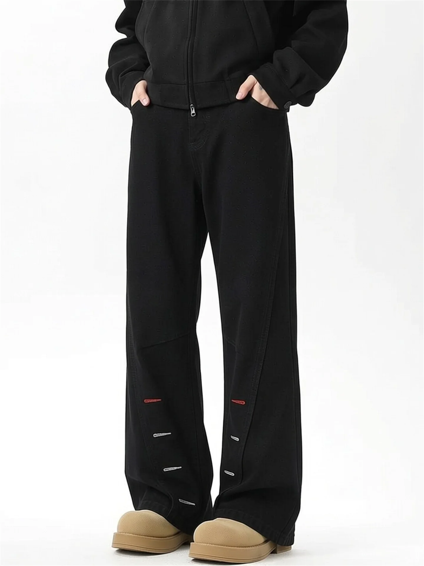 American Retro Button up Black Flared Men's Jeans Design Sensation Slanted Cut Trendy Loose Wide Leg Knife Pants
American Retro Button up Black Flared Men's Jeans Design Sensation Slanted Cut Trendy Loose Wide Leg Knife Pants