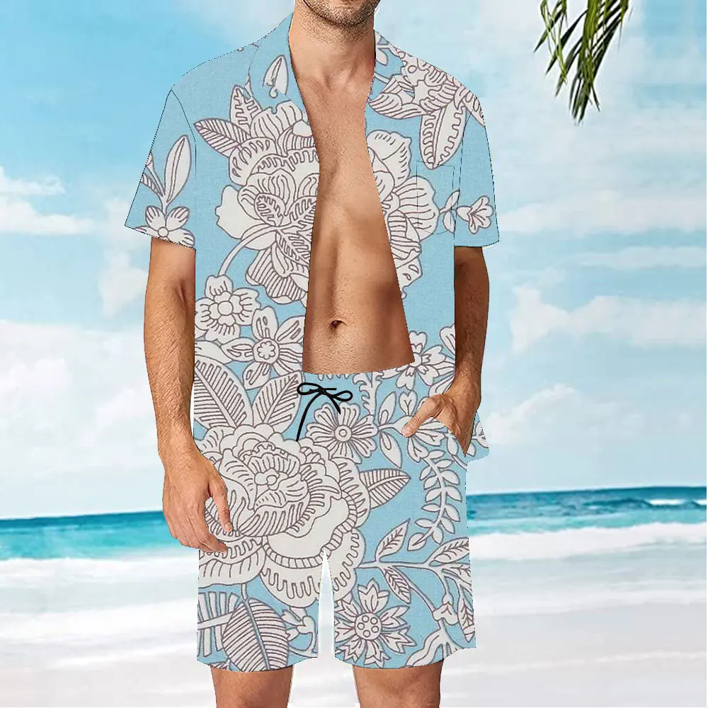 New Men's Hawaiian Shirts 3D Printed Loose Short Sleeve Blue Flowers Tops Overszie Casual Vacation Summer Clothing
New Men's Hawaiian Shirts 3D Printed Loose Short Sleeve Blue Flowers Tops Overszie Casual Vacation Summer Clothing