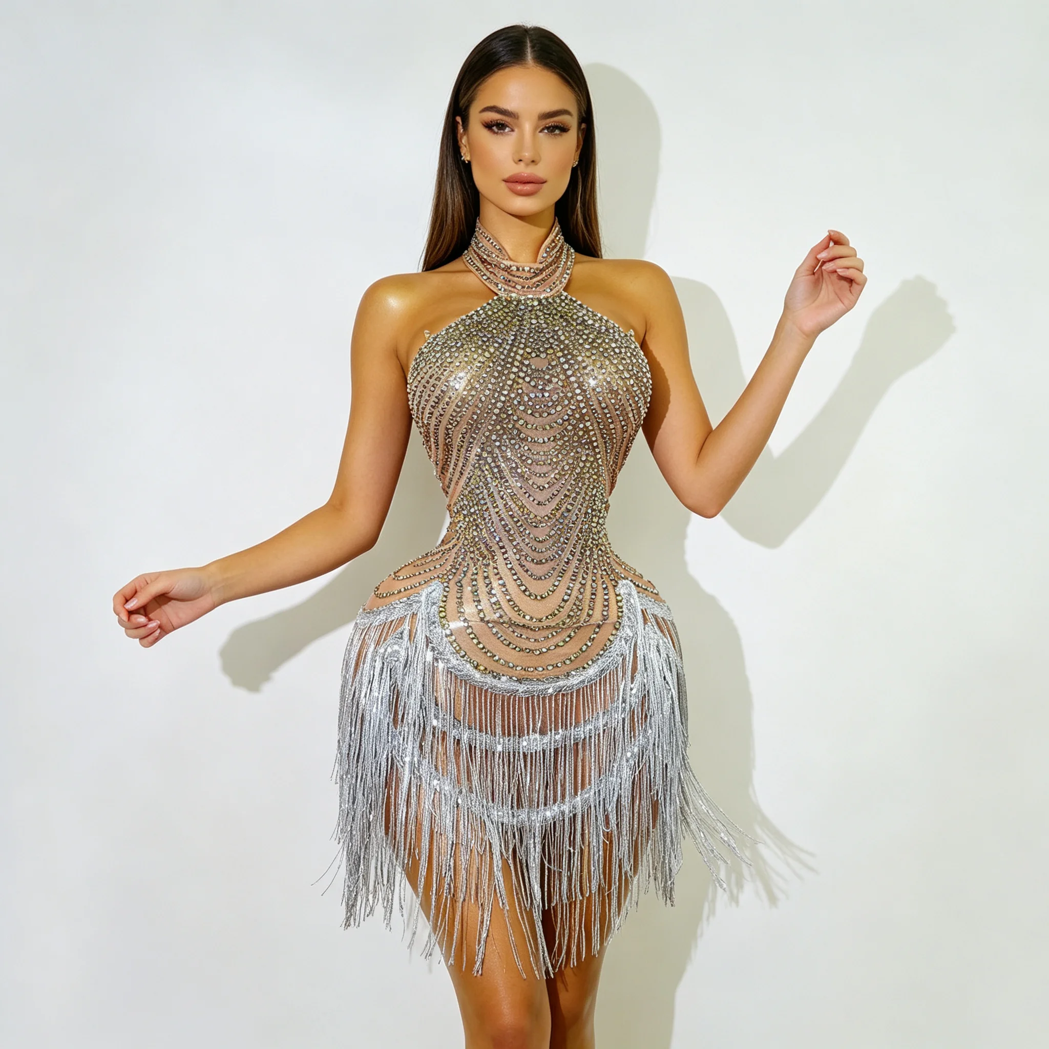 High-end See-through Crystal Lace Elastic Mesh Bodysuit Dancers Celebration Evening Club Party Stage Performance Clothing
High-end See-through Crystal Lace Elastic Mesh Bodysuit Dancers Celebration Evening Club Party Stage Performance Clothing
