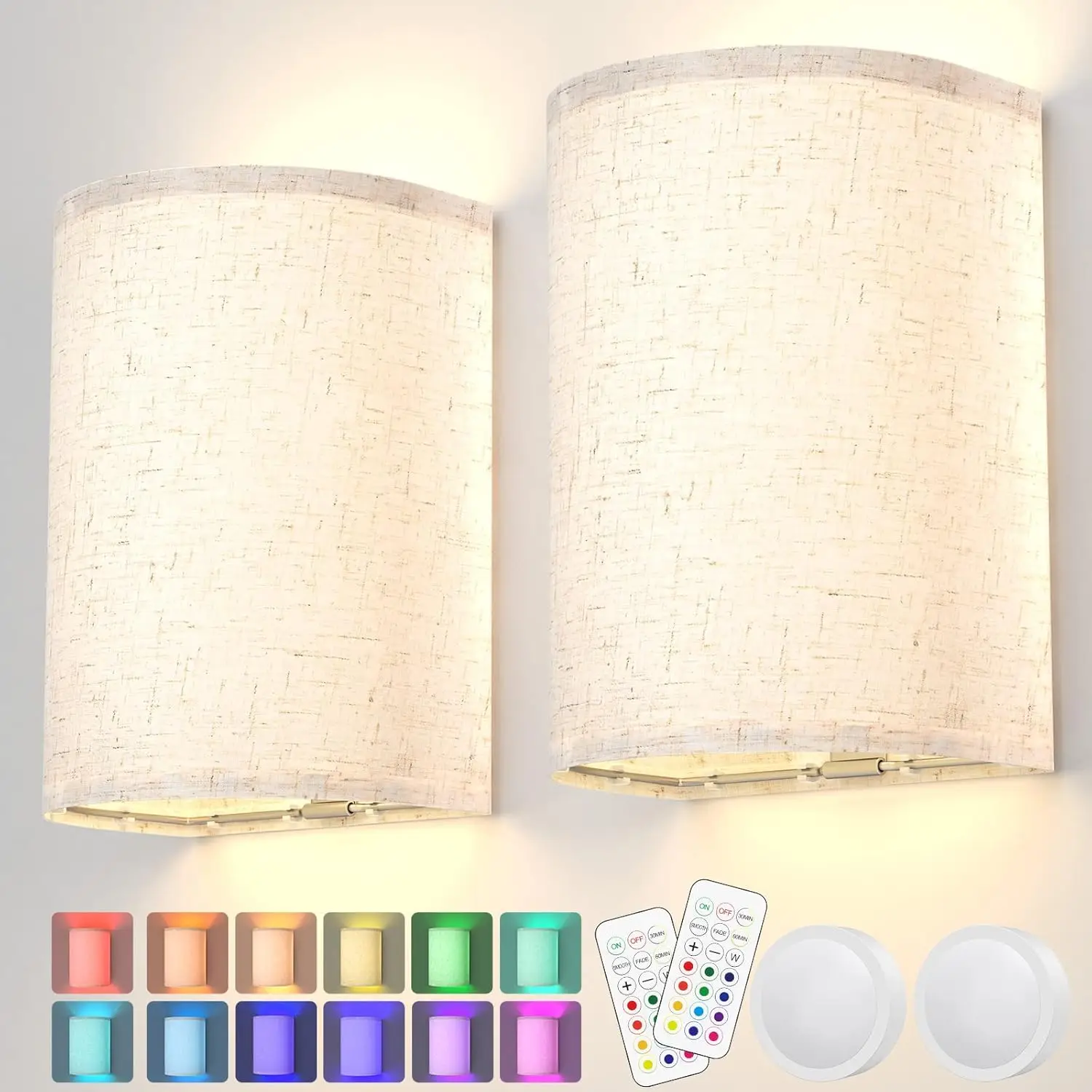 2 Wall Sconce Lighting Decor Set16 RGB Colors Changeable Wall Lamp Fabric Linen Shade Wireless Dimmable Wall Lamp Fixtures
2 Wall Sconce Lighting Decor Set16 RGB Colors Changeable Wall Lamp Fabric Linen Shade Wireless Dimmable Wall Lamp Fixtures