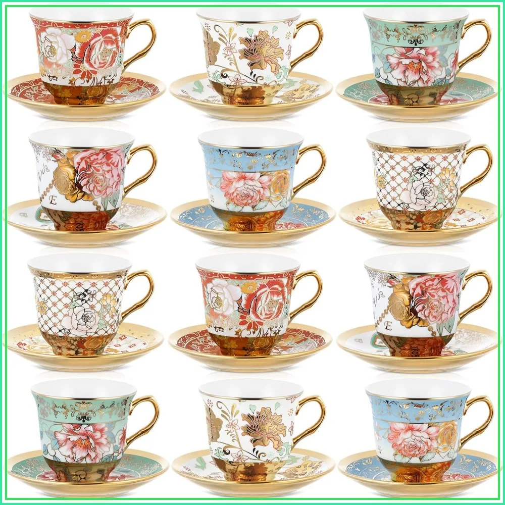 Set of 12 Tea Cups and Saucers, Floral Porcelain 5.4 oz, Tea Party Decorations, British Gift for Women, Birthday, Church, Mother's Day
Set of 12 Tea Cups and Saucers, Floral Porcelain 5.4 oz, Tea Party Decorations, British Gift for Women, Birthday, Church, Mother's Day