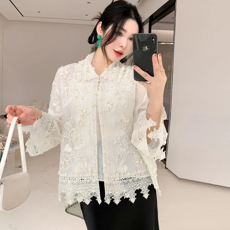 Exquisite Handmade Lace Embroidery Ogeea ell Outerwear Silk Top Women's Premium Faion Artistic Collectible New Chinese ...
Exquisite Handmade Lace Embroidery Ogeea ell Outerwear Silk Top Women's Premium Faion Artistic Collectible New Chinese ...