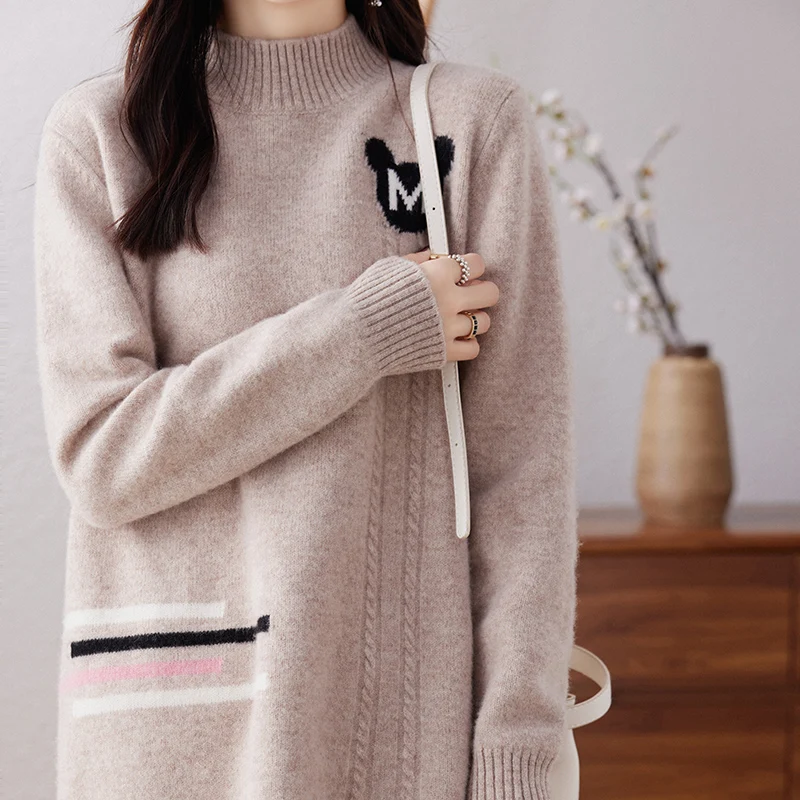 100% Merino Wool Cashmere Women's Knitted Sweater High Collar Long Sleeve Pullover Autumn Clothing Korean Fashion Top
100% Merino Wool Cashmere Women's Knitted Sweater High Collar Long Sleeve Pullover Autumn Clothing Korean Fashion Top