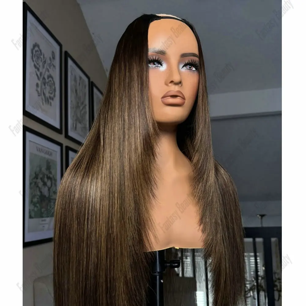 Silk Straight Ash brown Hightlight 1x4 Size U Part Wigs Human Hair For Women Balayage Adjustale with Clips Glueless V Part Wigs
Silk Straight Ash brown Hightlight 1x4 Size U Part Wigs Human Hair For Women Balayage Adjustale with Clips Glueless V Part Wigs