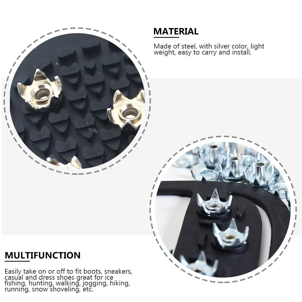 20pcs Anti Slip Ice Cleats Shoes Spikes Steel Non Skid Grips for Boots Snow Covers Climbing Crampons Hiking Walking Fishing
20pcs Anti Slip Ice Cleats Shoes Spikes Steel Non Skid Grips for Boots Snow Covers Climbing Crampons Hiking Walking Fishing