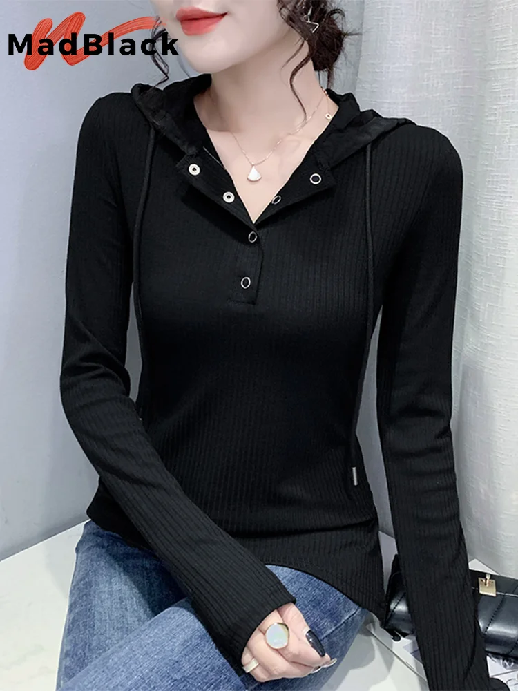 MadBlack European Clothes Tshirts Women Casual Hooded Slim Cotton Top Long Sleeve Workwear Tees Autumn Winter New T38710JM
MadBlack European Clothes Tshirts Women Casual Hooded Slim Cotton Top Long Sleeve Workwear Tees Autumn Winter New T38710JM