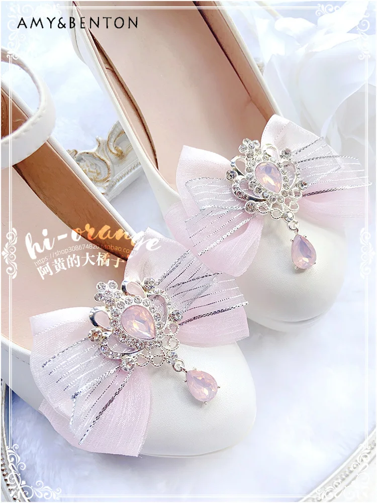 Lolita Style Shoe Clip Original Removable Bow Shoe Clips Love Rhinestone Beading Heavy Industry Sweet Cute Pink Hair Accessories
Lolita Style Shoe Clip Original Removable Bow Shoe Clips Love Rhinestone Beading Heavy Industry Sweet Cute Pink Hair Accessories