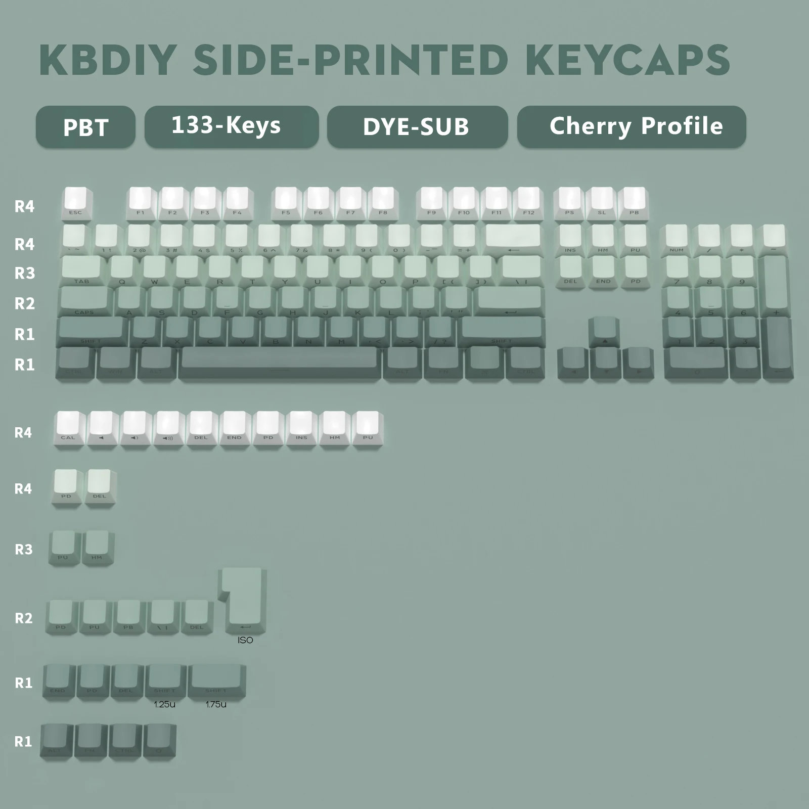 KBDiy PBT Cherry Profile Keycaps Gradient Cyan Shine Through Side Printed 133 Keys Cap for Mechanical Keyboards Keycap GMK67 61
KBDiy PBT Cherry Profile Keycaps Gradient Cyan Shine Through Side Printed 133 Keys Cap for Mechanical Keyboards Keycap GMK67 61
