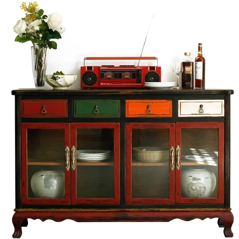 Quaint painted American side cabinet, solid wood European rural pastoral retro old dining cabinet
Quaint painted American side cabinet, solid wood European rural pastoral retro old dining cabinet