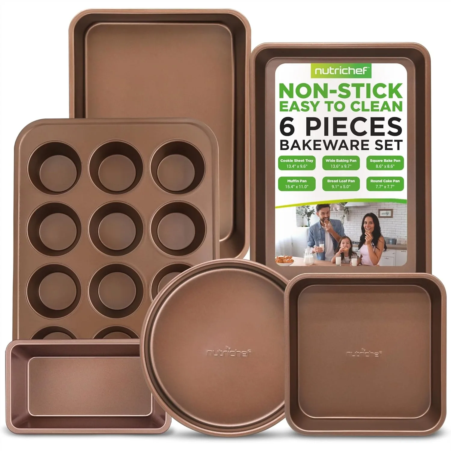 6-Piece Nonstick Bakeware Set, Carbon Steel Baking Pans with Cookie Sheets, Bread Loaf & Muffin Pan - Gold
6-Piece Nonstick Bakeware Set, Carbon Steel Baking Pans with Cookie Sheets, Bread Loaf & Muffin Pan - Gold