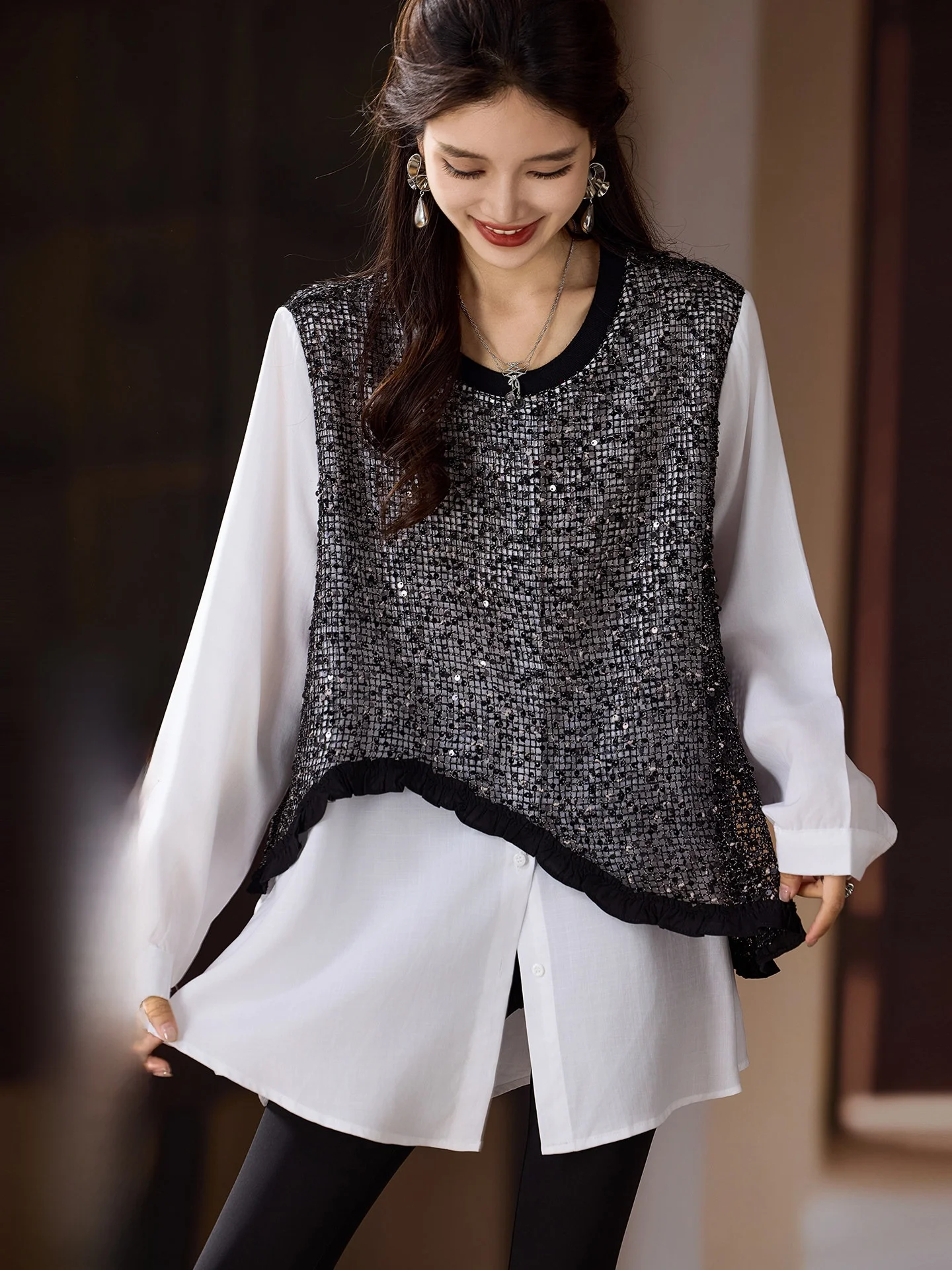 Sli n женский свободный топ из бисера, модная искусственная двухсекционная осенняя Новое поступление, большие размеры, европейская блузка Sle
Sli n женский свободный топ из бисера, модная искусственная двухсекционная осенняя Новое поступление, большие размеры, европейская блузка Sle