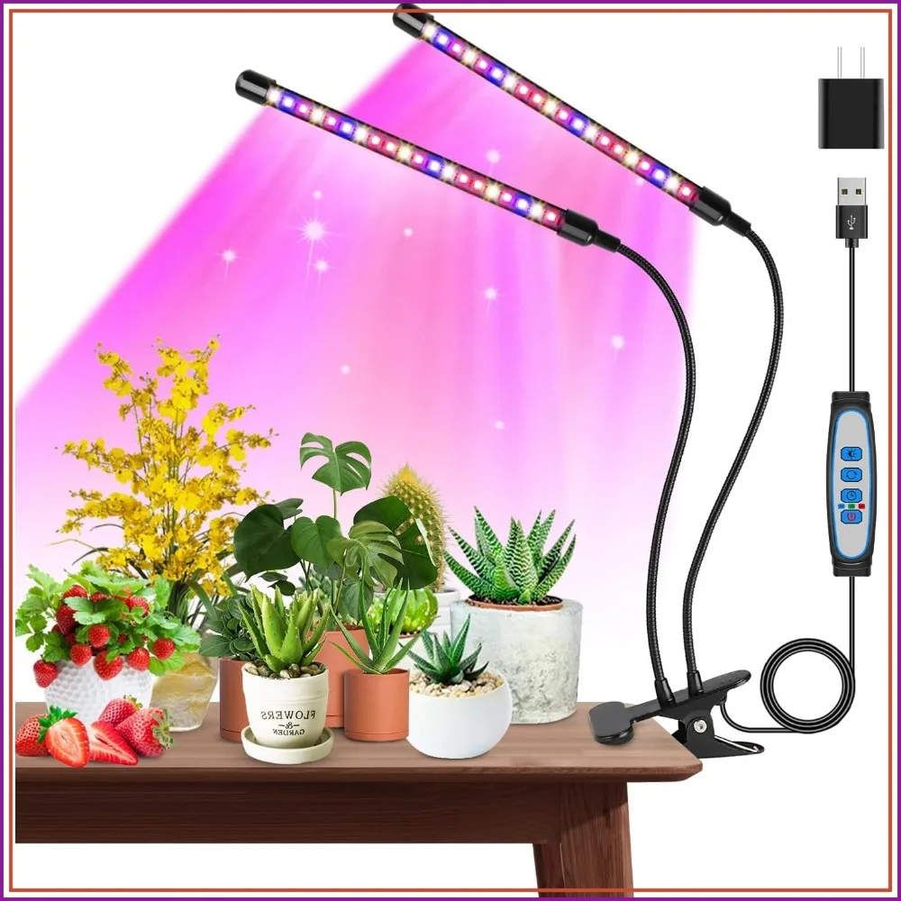 Full Spectrum LED Grow Lights for Indoor Plants, 2-Head Clip, 3 Modes, 5 Dimmable Levels, Auto On/Off Timer 6/12/16H
Full Spectrum LED Grow Lights for Indoor Plants, 2-Head Clip, 3 Modes, 5 Dimmable Levels, Auto On/Off Timer 6/12/16H