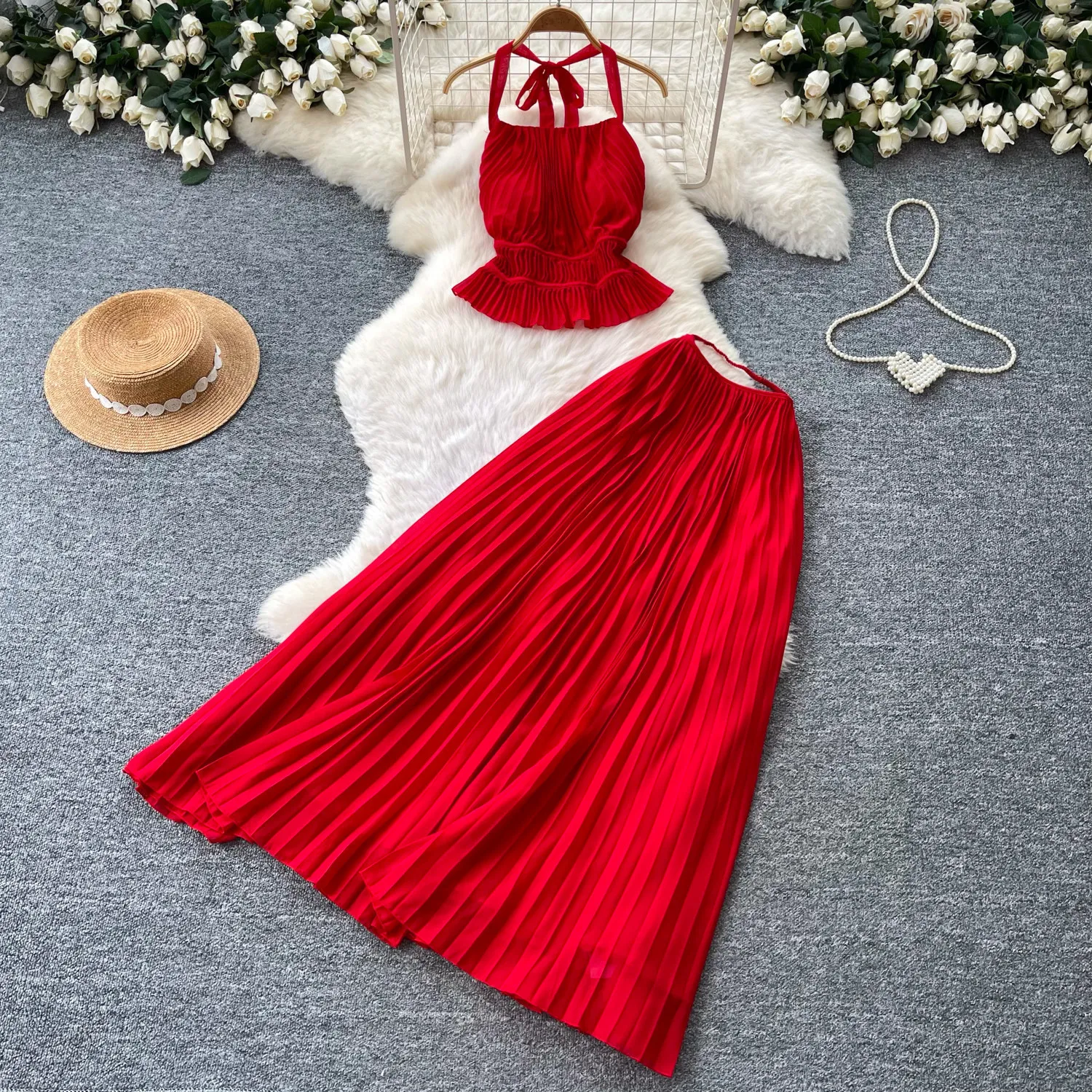 Women Two Piece Sets Skirt Set Halter Sexy Sleeveless Tops Long Skirts A Line High Waist Y2k Streetwear Elegant Work Summer
Women Two Piece Sets Skirt Set Halter Sexy Sleeveless Tops Long Skirts A Line High Waist Y2k Streetwear Elegant Work Summer