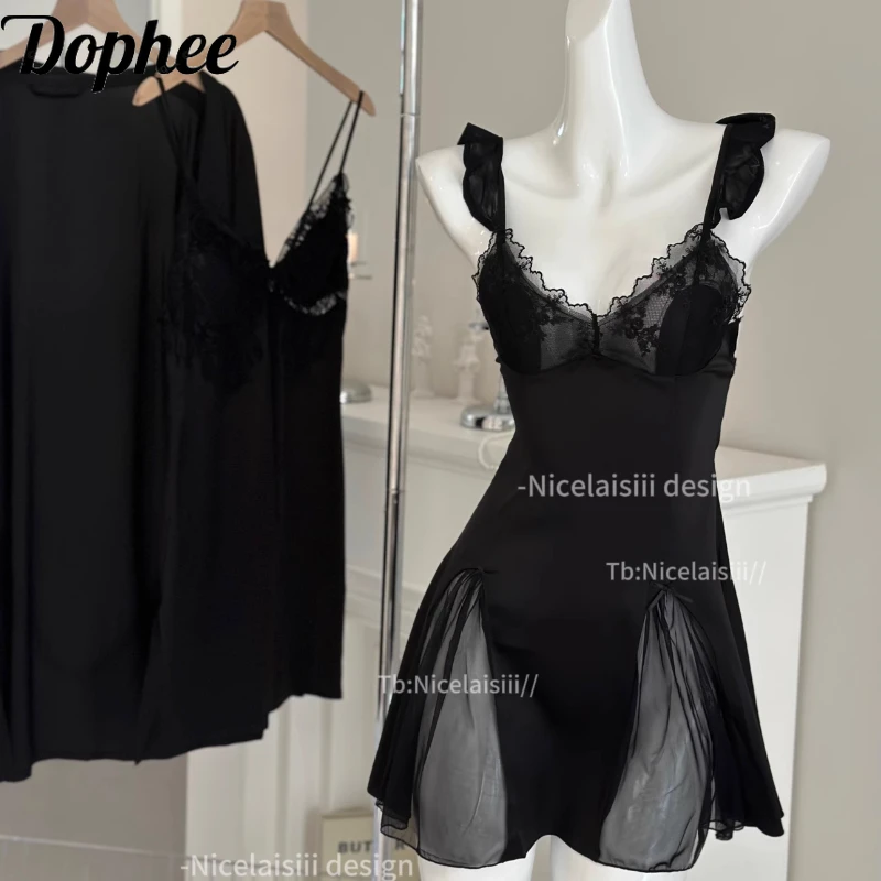 Dophee New Summer Housedress Women Nightwear Elegant Hollow Out Lace Chest Pad Sling Dresses Sexy Split Nightgowns Pyjamas Set
Dophee New Summer Housedress Women Nightwear Elegant Hollow Out Lace Chest Pad Sling Dresses Sexy Split Nightgowns Pyjamas Set