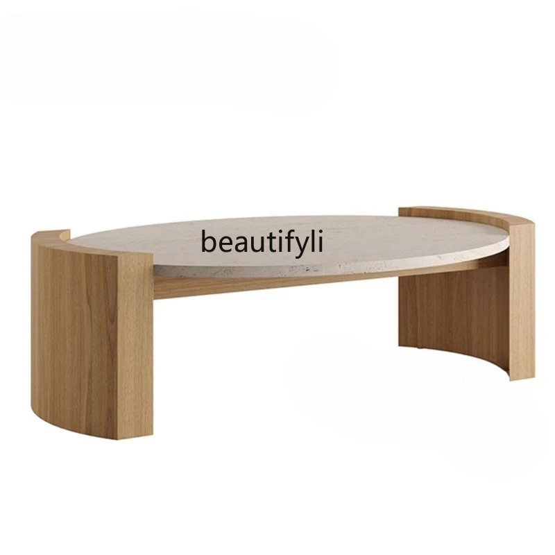 Wabi Sandy Wind Natural Travertine Solid Wood Coffee Table Simple Modern Light Luxury Designer Round Marble Edge Table
Wabi Sandy Wind Natural Travertine Solid Wood Coffee Table Simple Modern Light Luxury Designer Round Marble Edge Table