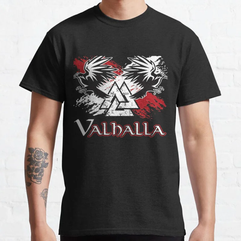 Valknut Ravens Odins Ravens vikings crow nordic lifestyle munin valhalla streetwear gift T-shirt for men Large size Adult Tops
Valknut Ravens Odins Ravens vikings crow nordic lifestyle munin valhalla streetwear gift T-shirt for men Large size Adult Tops