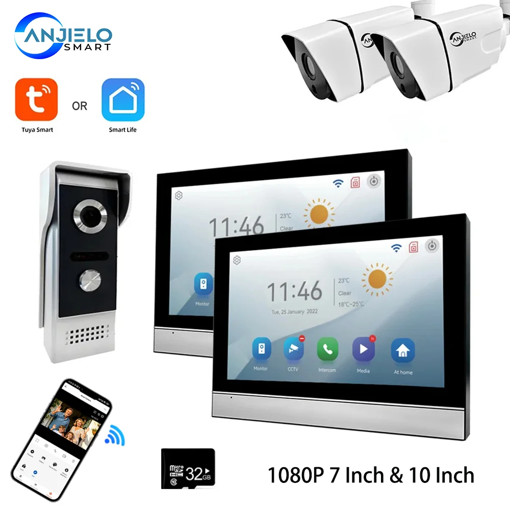 ANJIELO Tuya 1080P WiFi Video Doorbell 7/10 Inch Color Touch Screen Smart APP Intercom System Motion Detection 128G Storage
ANJIELO Tuya 1080P WiFi Video Doorbell 7/10 Inch Color Touch Screen Smart APP Intercom System Motion Detection 128G Storage